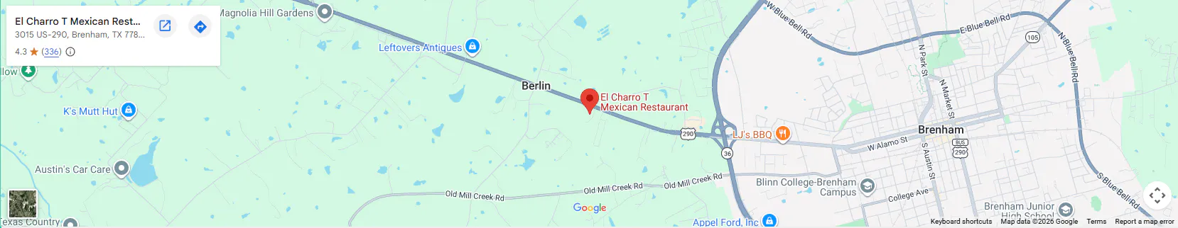 Location 3015 US-290, Brenham, TX 77833
