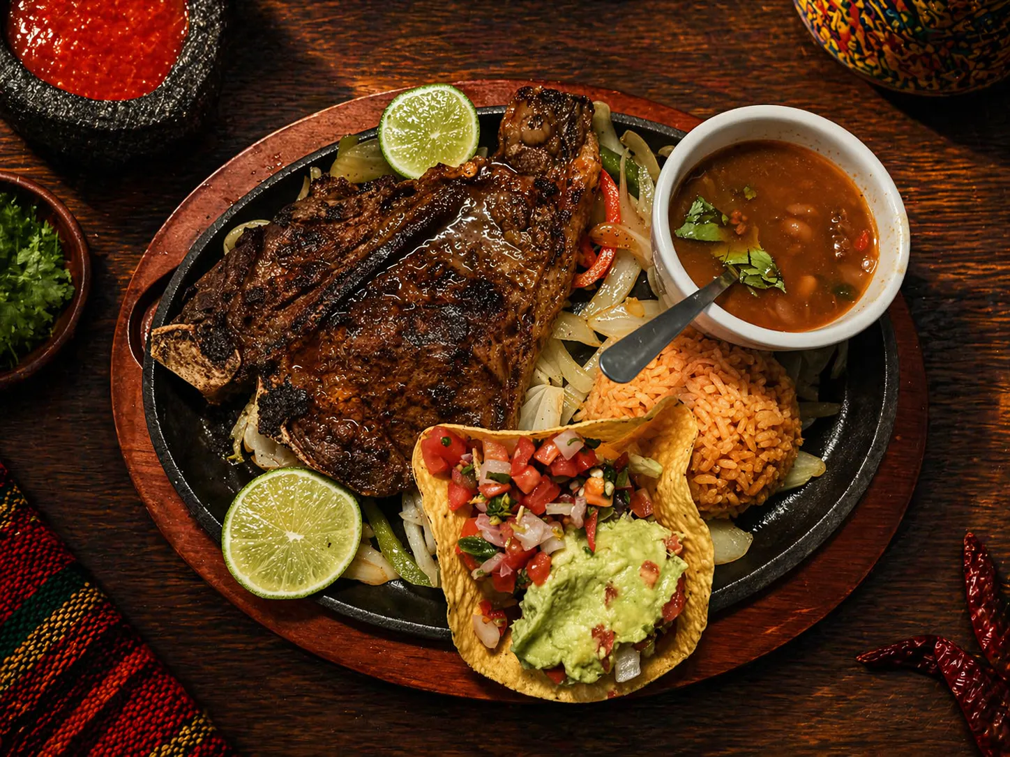 T-Bone Steak & Taco Platter at El Charro T Mexican Restaurant, Mexican-style Restaurant in Brenham